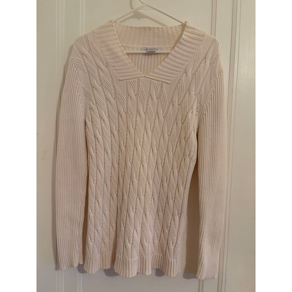 Liz Claiborne Women's Cable Knit V-Neck Sweater